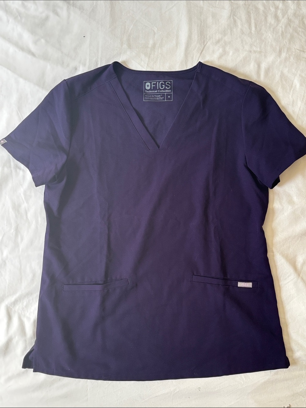 Figs Women’s Deep Purple Jame Casma V-Neck Scrub Top and Kade Pants Set - Picture 2 of 6